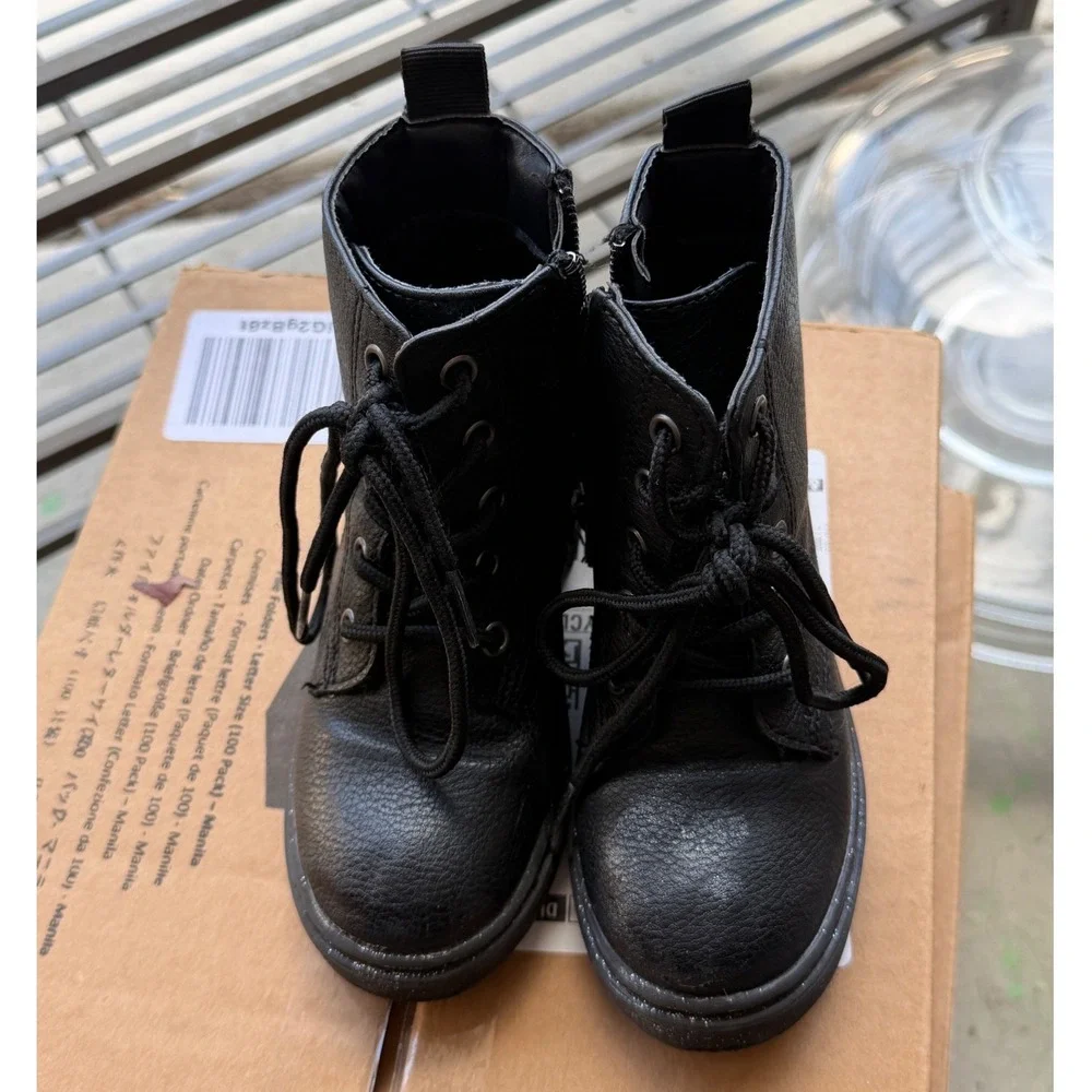 Sincerely Jules Combat Glitter Boots Kids Size 9 Black